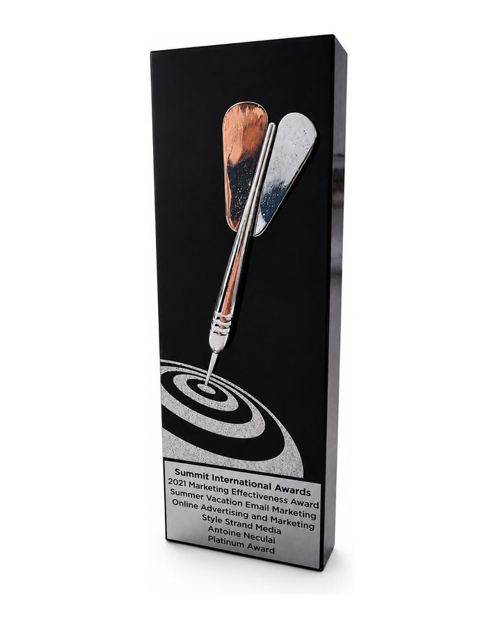 Summit International Awards Platinum trophy for Marketing Effectiveness, awarded in 2021 for Style Strand Media campaign work